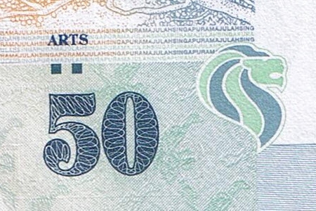 Two Square Dots behind Singapore $50 Banknote