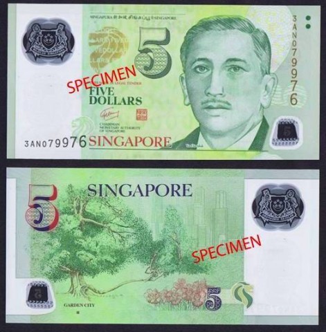 Singapore $5 with one Square