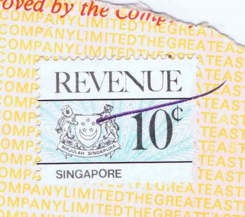 Singapore 10c Revenue Stamp