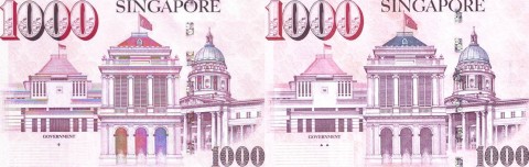 Singapore $1000 Colour Comparison between 2AA and 3AA