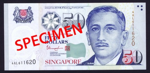 New Singapore $50 Note 4AA Series, Signed by Tharman Shanmugaratnam