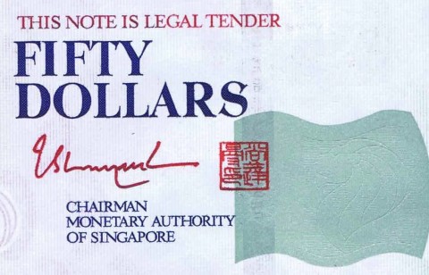 Singapore $50 Note with Tharman Shanmugaratnam's Signature